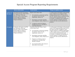 Special Access Program Reporting Requirements