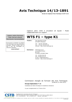 Avis Technique 14/13-1891 WTS F1 – type K1