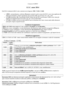 I.U.C. anno 2014 Codice Comune : E 542