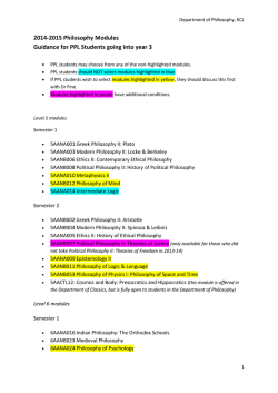 2014-2015 Philosophy Modules Guidance for PPL Students going