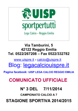 Comunicato numero 3 del 7 Novembre 2014