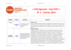 « FAQ Agricole – Fep-CFDT » N° 1 – Février 2014