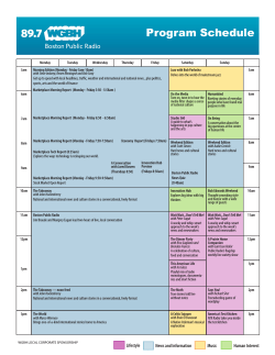 Program Schedule - WGBH Local Corporate Sponsorship