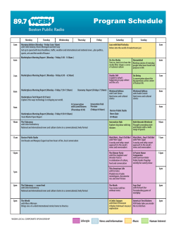 Program Schedule - WGBH Local Corporate Sponsorship