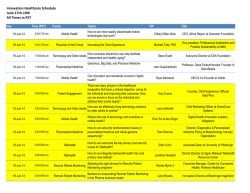 Innovation HealthJam Schedule June 17th