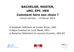 BACHELOR, MASTER, UNI, EPF, HES Comment faire - HES-SO