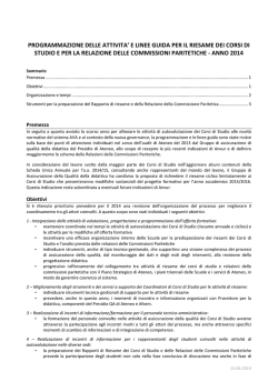 Programmazione e linee guida per il Riesame dei CdS e per le