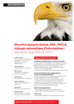Directive &eacute;pargne r&eacute;vis&eacute;e, DAC, FATCA, &eacute;change automatique d