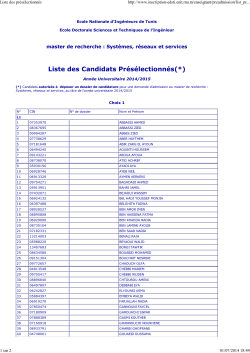 Liste des candidats présélectionnés Mastère SRS