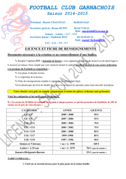 Feuille de renseignements - Football Club Garnachois