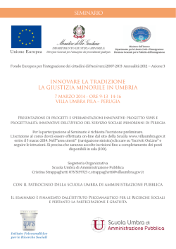 INNOVARE LA TRADIZIONE LA GIUSTIZIA MINORILE IN UMBRIA