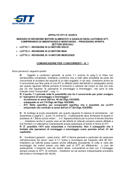 appalto gtt n. 63/2014 servizio di revisione motori alimentati a