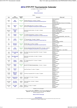 2014 ITTF PTT Tournaments Calendar