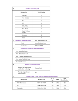 Staff Info - Sri Aurobindo Memorial School