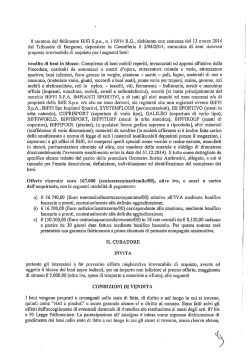 Il curatore del fallimento Biffi S.p.a., n. 119/14 R.G., dichiarato con