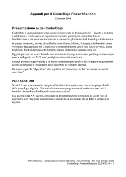 Appunti per il CoderDojo Fosso+Sandon Presentazione ai del