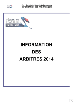 INFORMATION DES ARBITRES 2014 - Comité de lorraine de cyclisme