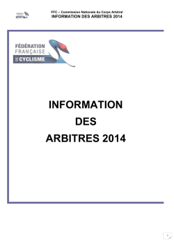 INFORMATION DES ARBITRES 2014 - Comit&eacute; de lorraine de cyclisme