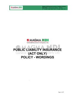 public liability insurance (act only) policy - wordings