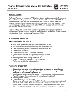Program Resource Centre Advisor Job Description 2014