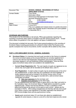 RECORDING OF PUPILS ENROLMENT STATUS