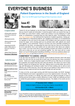 Patient Experience Bulletin November 2014
