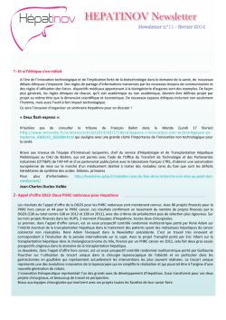 Hepatinov Newsletter f&eacute;vrier 2014 - Centre H&eacute;pato