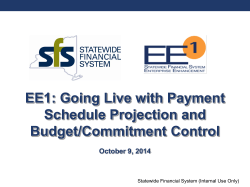 EE1: Going Live with Payment Schedule Projection and Budget