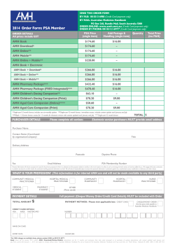 2014 Order Form: PSA Member - Australian Medicines Handbook