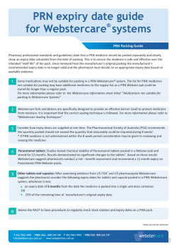PRN expiry date guide for Webstercare systems