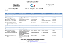 Liste entreprise crées en 2014 Ngazidja