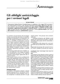 Gli obblighi antiriciclaggio per i revisori legali