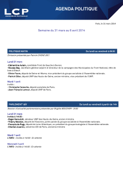 LCP Agenda politique du 31 mars au 6 avril 2014