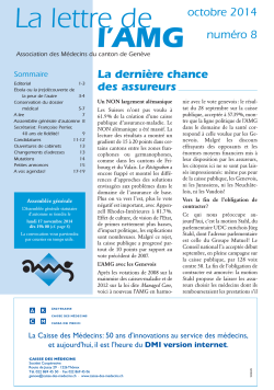 Octobre 2014 N° 8 - Association des Médecins du canton de Genève