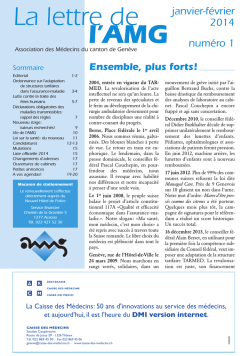 Janvier-f&eacute;vrier 2014 N&deg; 1 - Association des M&eacute;decins du canton de