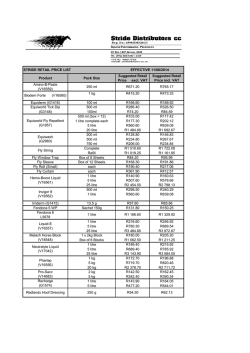 download pricelist - Stride Distributors