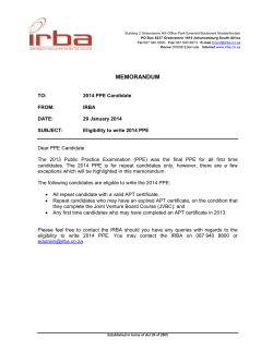 Memorandum to 2014 PPE Candidates