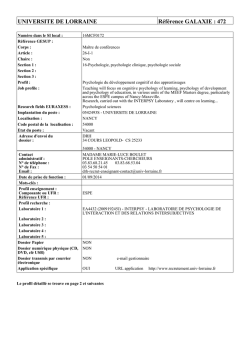 UNIVERSITE DE LORRAINE Référence GALAXIE : 472
