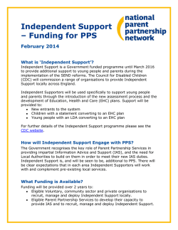 Independent Support &ndash; Funding for PPS
