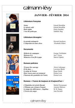 janvier - f&eacute;vrier 2014 - Calmann-L&eacute;vy