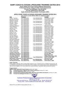 APOLA POL and OSSCA Training Dates 2014