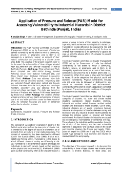 Application of Pressure and Release (PAR) Model for Assessing