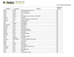 Hot Docs 2014 Accredited Media Last Name First Name Outlet (s
