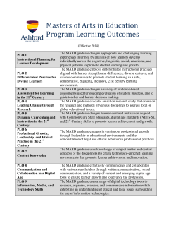 Masters of Arts in Education Program Learning Outcomes