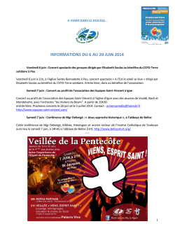 INFORMATIONS DU 6 AU 20 JUIN 2014