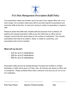 PAA Pain Management Prescription Refill Policy