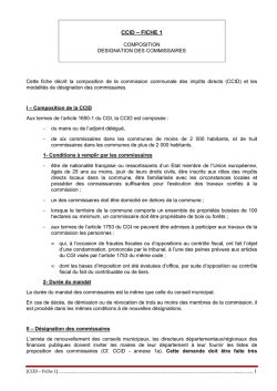 CCID - Fiche 1 - Composition - Designation des commissaires