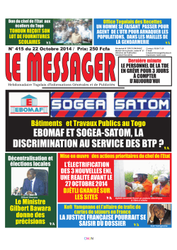 Le Messager N°415 - République Togolaise