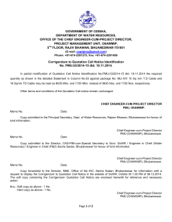Quotation call notice - Deptt. of Water Resources, Odisha