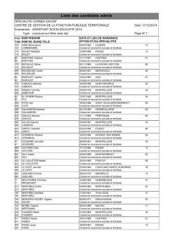 Liste des candidats admis conseil en ESF 2014